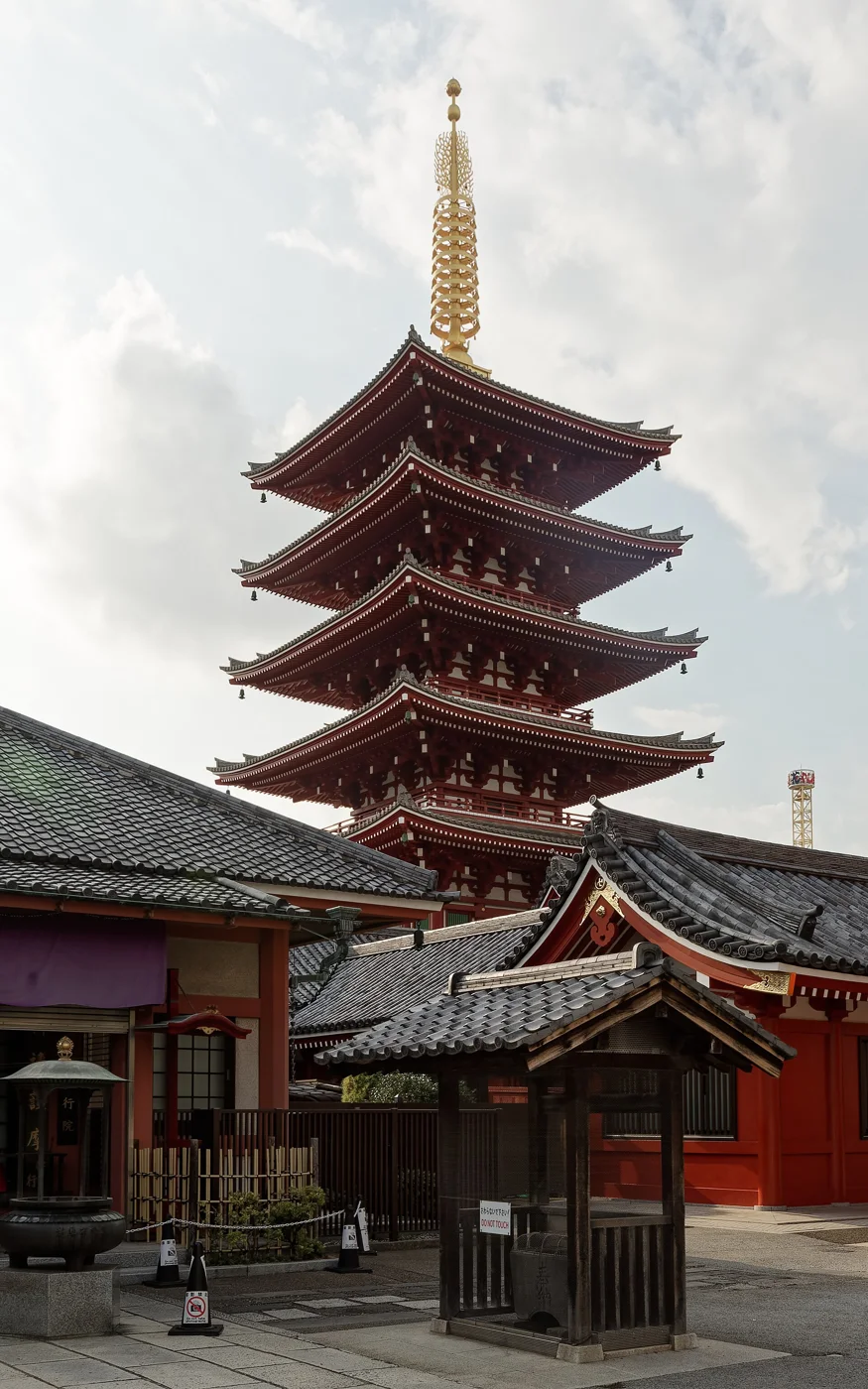 The five-storey pagoda of Sensō-ji temple in Tokyo